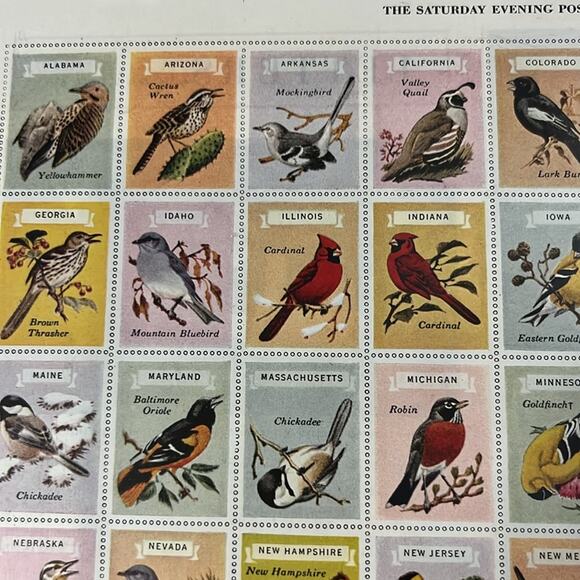 Vintage 1950? Saturday Evening Post Ethyl Gasoline Bird Stamp Advertisement - Picture 2 of 14